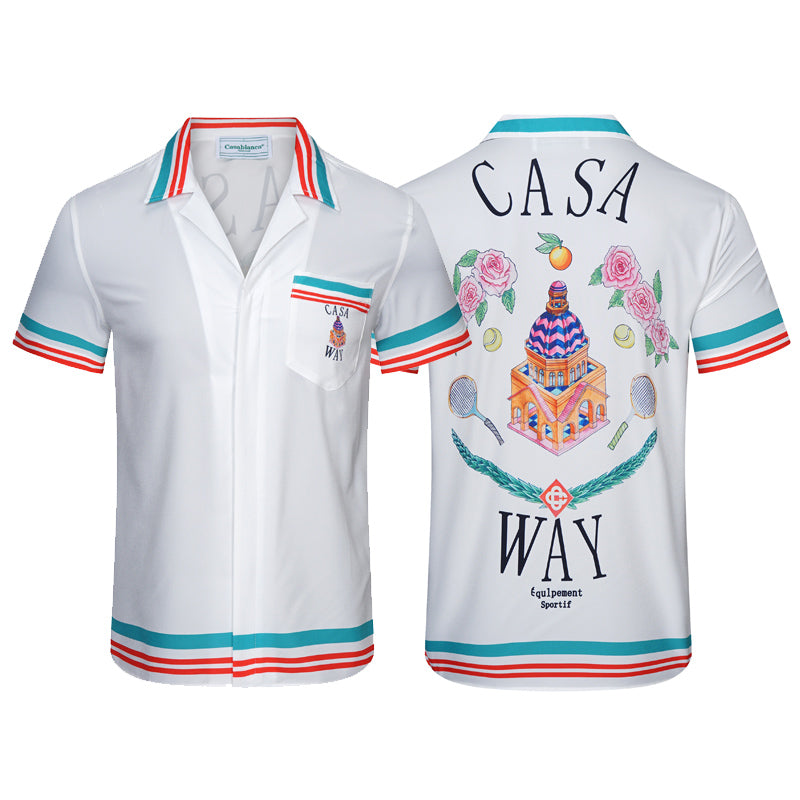 SOLO-CASABLANCA 23SS SILK CUBA COLLAR SHIRT