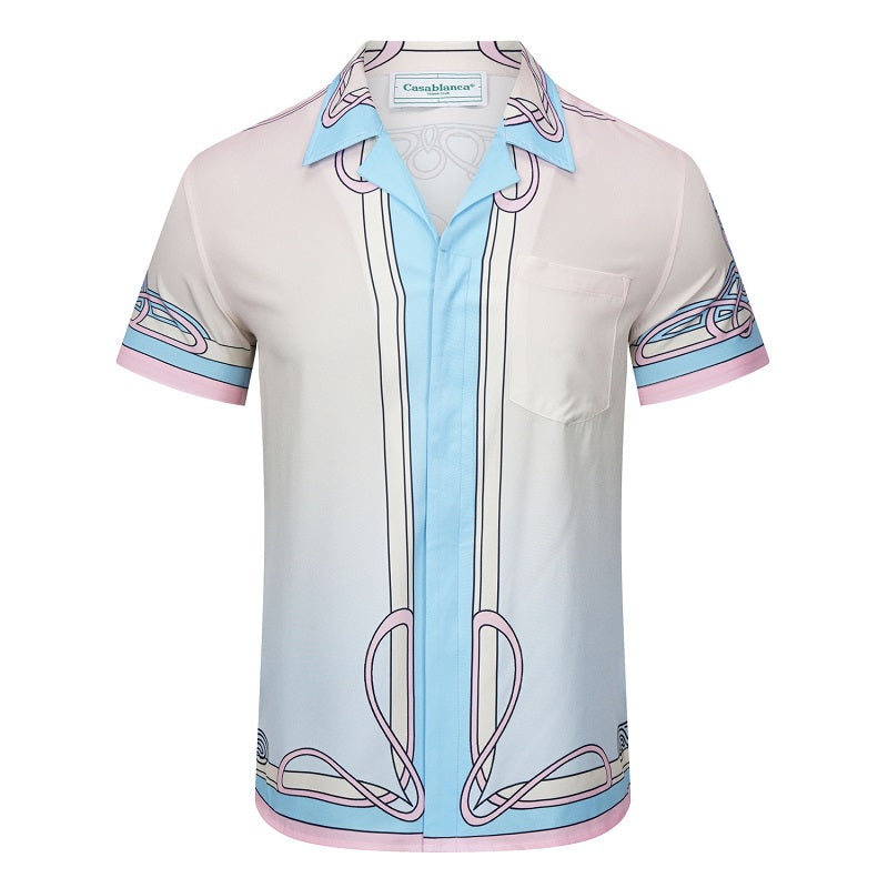 SOLO-CASABLANCA 23SS SILK CUBA COLLAR SHIRT