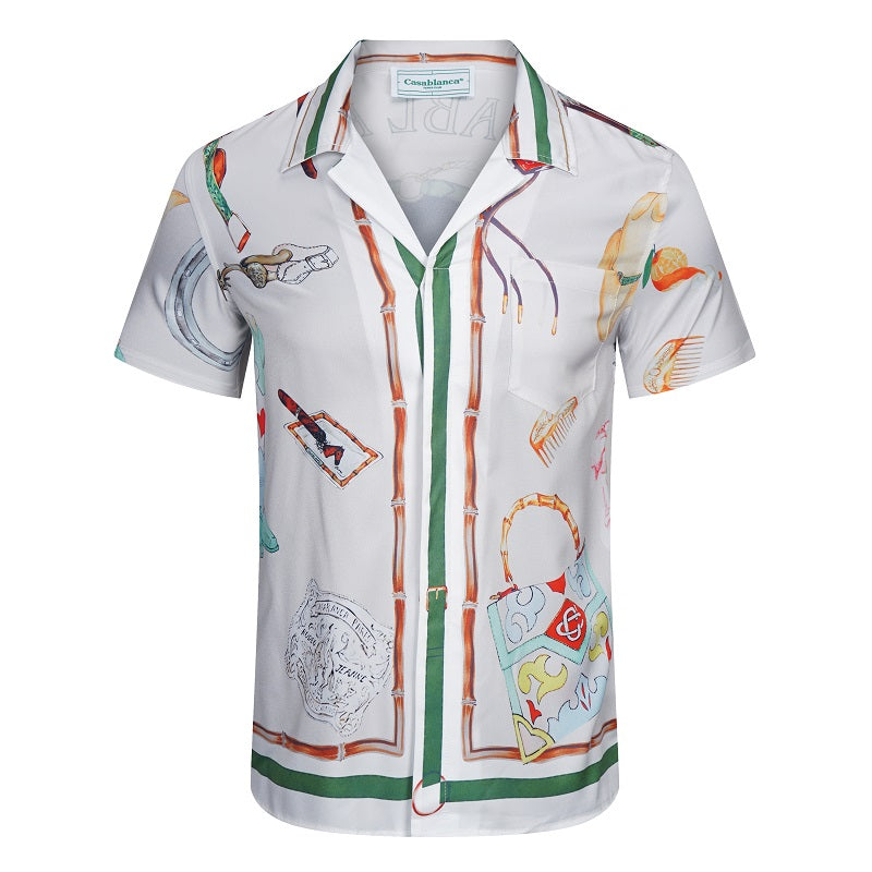 SOLO-CASABLANCA 23SS SILK CUBA COLLAR SHIRT